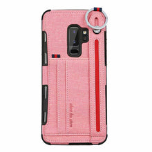 Load image into Gallery viewer, 三星s8手机壳防摔帆布轻薄保护套S9+plus硅胶边框外壳s8+防手汗防摔滑创意布纹后盖s9多功能男女金属指环扣新