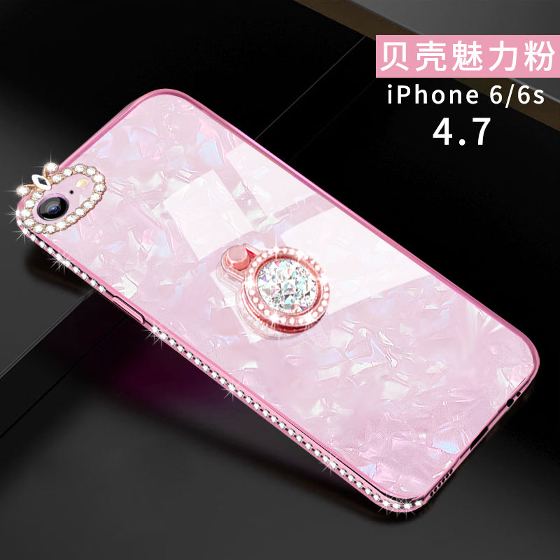 苹果6手机壳女款iphone6s玻璃水钻6plus新款6s潮牌6splus仙女网红