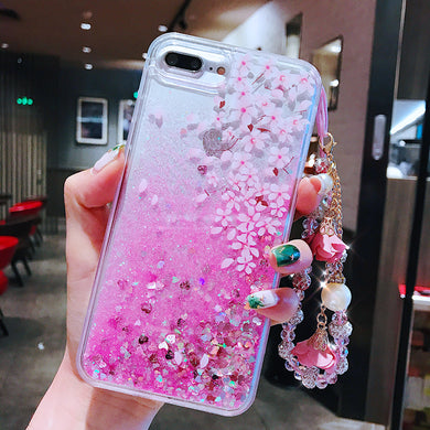 苹果x手机壳苹果6splus闪粉液体流沙iphone7全包防摔8p女款软壳潮