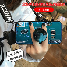 Load image into Gallery viewer, 三星s7相机手机壳网红镭射蓝光s8 +手机壳防摔j42018带挂绳挂脖s8plus男女款潮软硅胶s7edge曲屏情侣