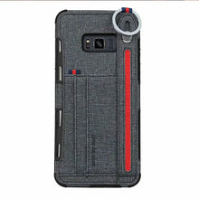 Load image into Gallery viewer, 三星s8手机壳防摔帆布轻薄保护套S9+plus硅胶边框外壳s8+防手汗防摔滑创意布纹后盖s9多功能男女金属指环扣新