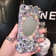 Load image into Gallery viewer, iphoneXs Max手机壳珍珠水钻Xr苹果7/8plus镜子带钻6s挂绳镶钻女X